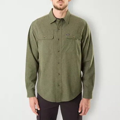 Smiths Workwear Solid Heather Mens Long Sleeve Regular Fit Flannel Shirt In Green