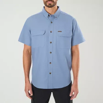 Smiths Workwear Stretch Full Swing Mens Short Sleeve Regular Fit Stretch Fabric Big And Tall Button-down Shirt In Blue
