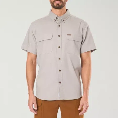 Smiths Workwear Stretch Full Swing Mens Short Sleeve Regular Fit Stretch Fabric Big And Tall Button-down Shirt In Gray