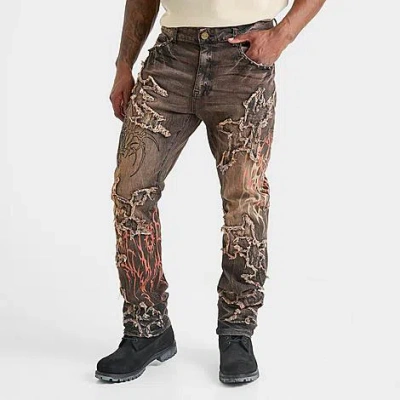 Smoke Rise Men's Ascended Deconstructed Straight Denim Jeans In Brown