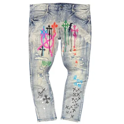 Smoke Rise Men's Gothic Fashion Jeans In Bowery Blue In Multi