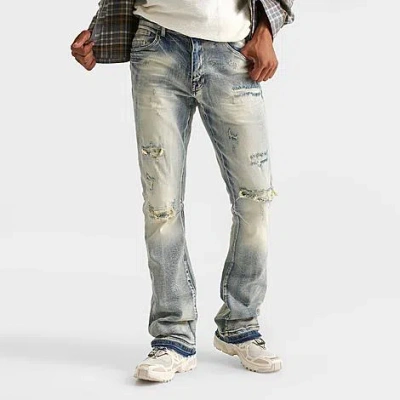 Smoke Rise Men's Lazy Stacked Flare Denim Jeans In Blue