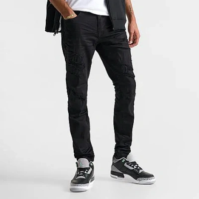 Smoke Rise Men's Slim Waxed Denim Jeans In Black