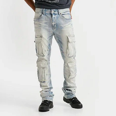 Smoke Rise Men's Stacked Utility Cargo Denim Jeans In Blue