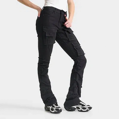 Smoke Rise Women's Nova Rhinestone High-rise Stacked Pants In Black