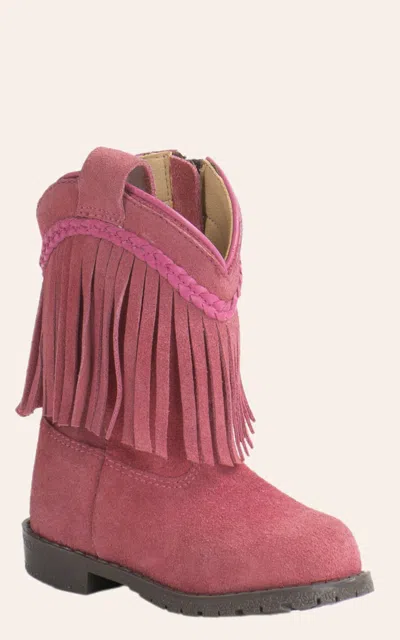 Smoky Mntn Babies' Smoky Mountain Toddler Pink Suede With Fringe Round Toe Cowboy Boots
