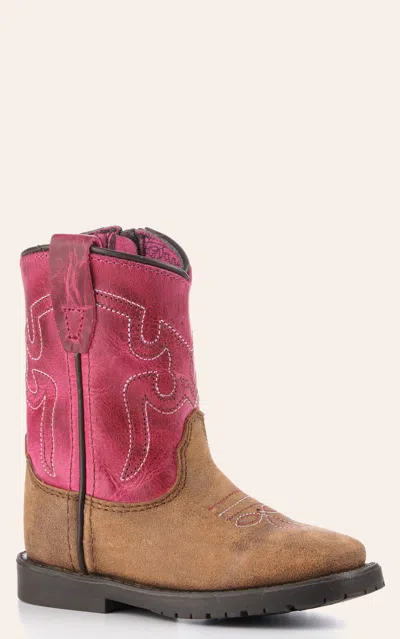 Smoky Mntn Babies' Smoky Mountain Toddler Vintage Brown And Pink Square Toe Cowboy Boots