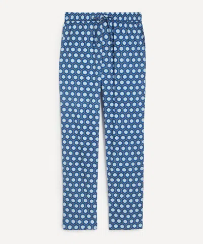 Smr Days Mens Blue Block Print Cotton Malibu Trousers