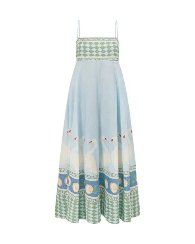 Smwr. By The Somewhere Co Swan Lake Maxi Dress In Blue