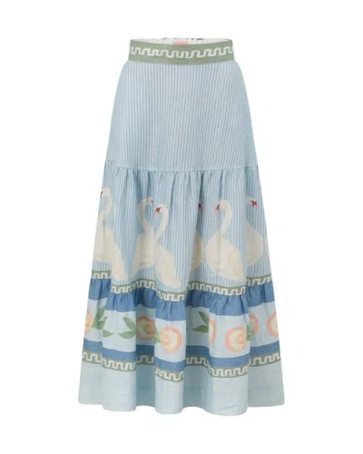 Smwr. By The Somewhere Co Swan Lake Tiered Maxi Skirt In Multi