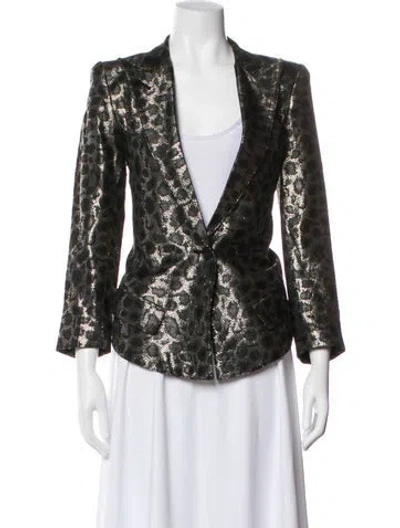 Pre-owned Smythe Animal Print Blazer In Grey