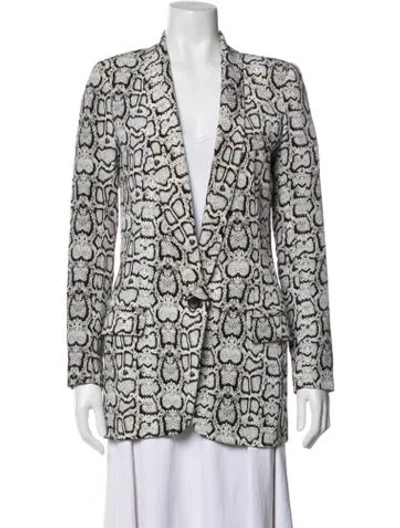 Pre-owned Smythe Animal Print Blazer In White