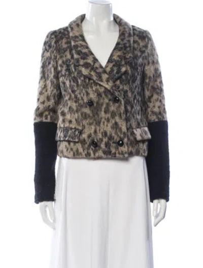 Pre-owned Smythe Animal Print Faux Fur Jacket In Brown