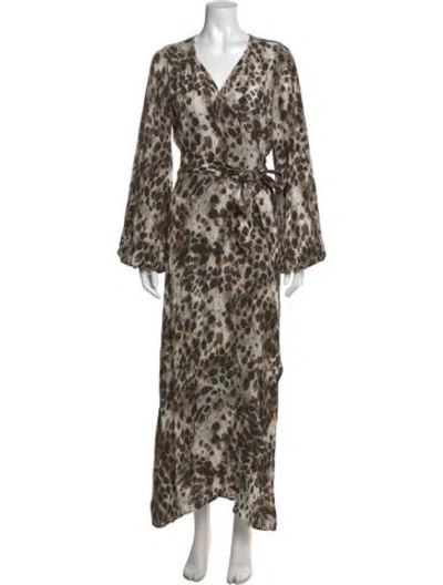 Pre-owned Smythe Animal Print Long Dress In Neutrals