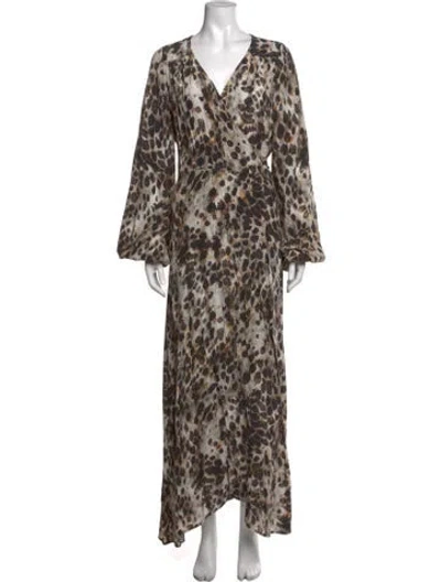 Pre-owned Smythe Animal Print Long Dress In Neutrals