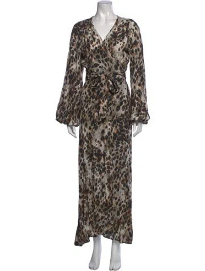 Pre-owned Smythe Animal Print Long Dress In Neutrals