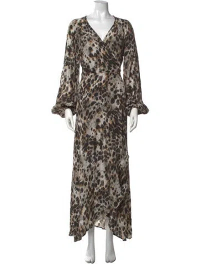 Pre-owned Smythe Animal Print Long Dress In Neutrals