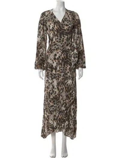 Pre-owned Smythe Animal Print Long Dress W/ Tags In Neutral