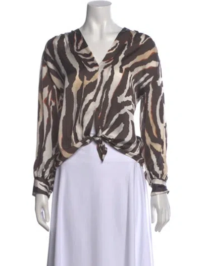 Pre-owned Smythe Animal Print V-neck Blouse In Multi