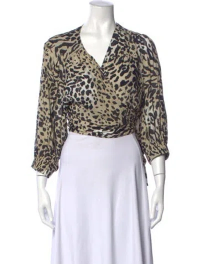 Pre-owned Smythe Animal Print V-neck Blouse In Multicolor