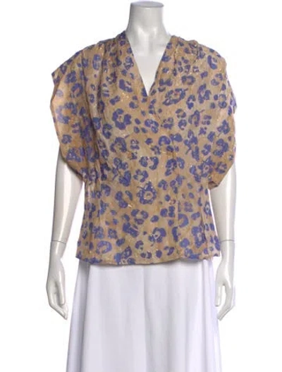 Pre-owned Smythe Animal Print V-neck Blouse In Neutrals