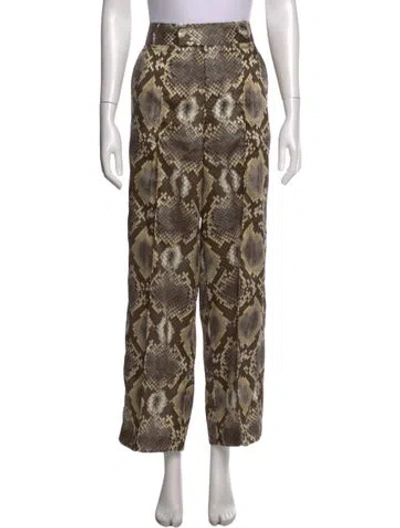 Pre-owned Smythe Animal Print Wide Leg Pants In Brown