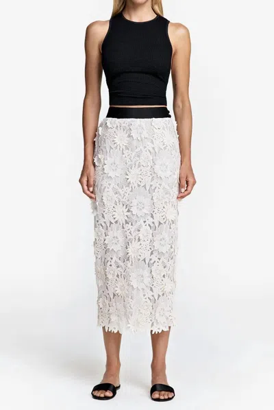 Smythe Appliqué Pencil Skirt In Bone In White