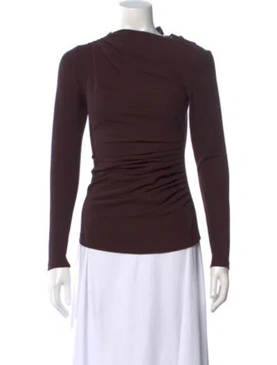 Pre-owned Smythe Asymmetrical Long Sleeve Top W/ Tags In Brown