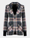Smythe Birken Plaid Ribbed-cuff Blazer In Black