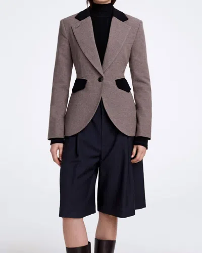 Smythe Blocked Seamed Blazer In Greige/black In Brown