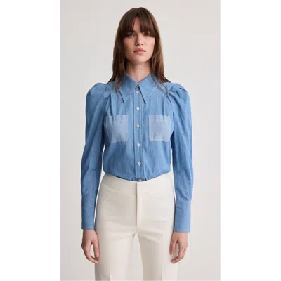 Smythe Box Pleat Tonal Pocket Denim Shirt
