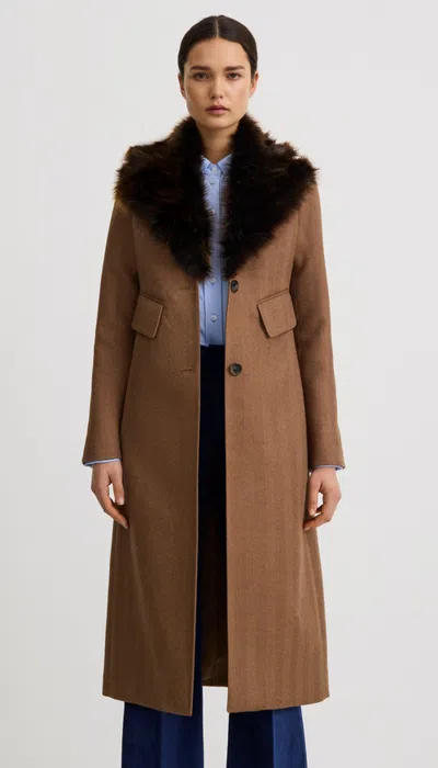 Smythe Brando Coat With Detachable Collar In Brown