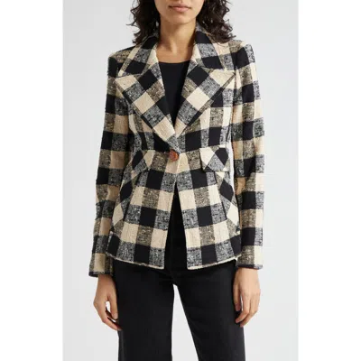 Smythe Buffalo Plaid Cotton Blend Cutaway Blazer In Black Check