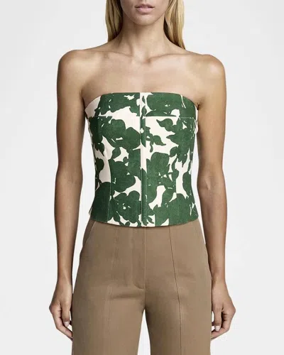 Smythe Bustier Top In Green Floral In Multi