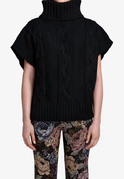 Smythe Cable Knit Sleeveless Sweater In Black