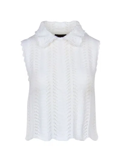 Smythe Club Crochet-knit Cotton Tank Top In White