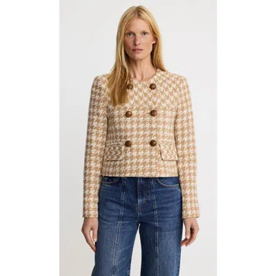 Smythe Collarless Db Mini Jacket In Camel Houndstooth