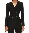 Smythe Collarless Double-breasted Blazer In Black Pique In Black