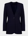 Smythe Collarless Single-button Blazer In Blue