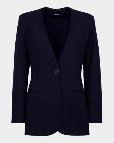 Smythe Collarless Single-button Blazer In Blue