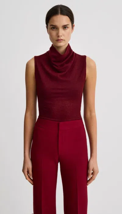 Smythe Cowl Neck Knit Shell In Garnet