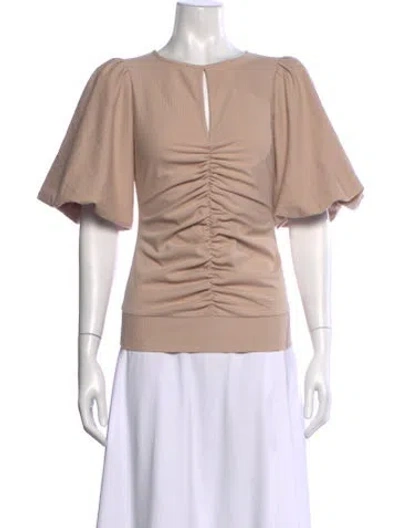 Pre-owned Smythe Crew Neck Short Sleeve Blouse In Neutral