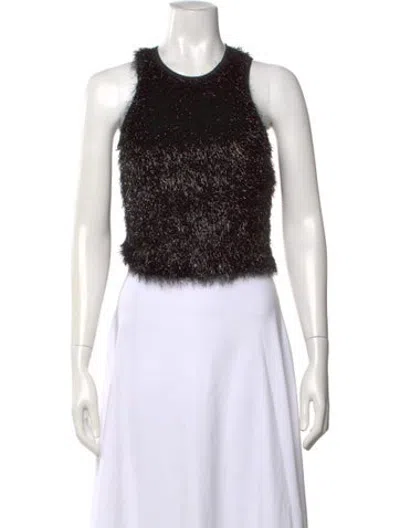 Pre-owned Smythe Crew Neck Sleeveless Crop Top In Black/metallic