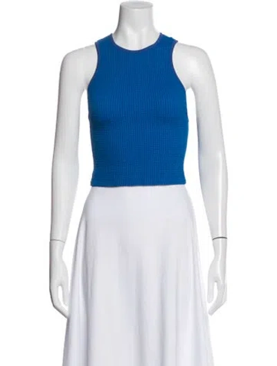 Pre-owned Smythe Crew Neck Sleeveless Crop Top In Blue