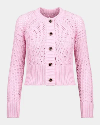 Smythe Crochet Cardigan In Petal Pink