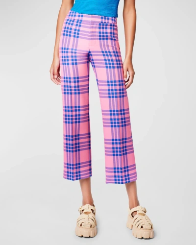 Smythe Cropped Cotton Plaid Flood Trousers In Carnation Plaid