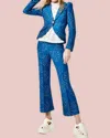 Smythe Pouf Sleeve One Button Blazer In Indigo Floral In Multi