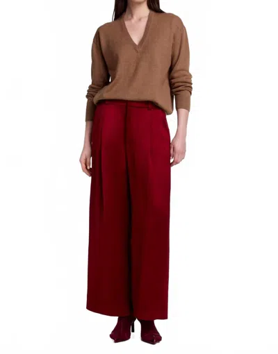 Smythe Cropped Pleated Trousers In Crimson In Pink