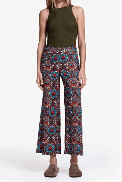 Smythe Cropped Side Zip Pant In Burgundy Multi
