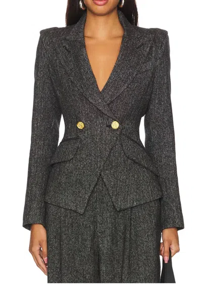 Smythe Crossover Blazer In Black Tweed In Gray